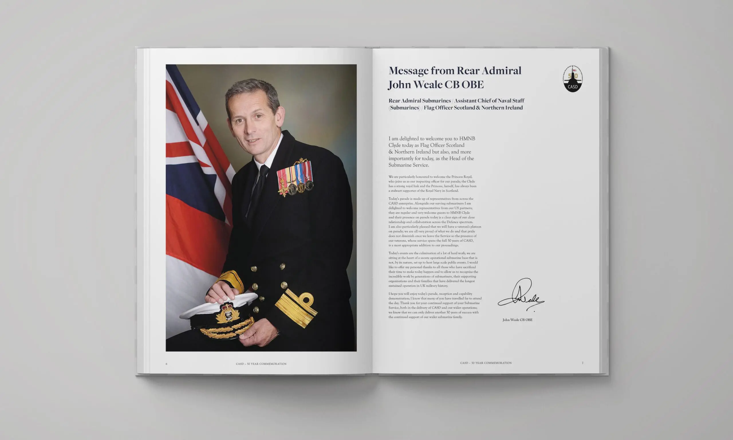 Serco / Royal Navy CASD 50 Years commemorative spread design