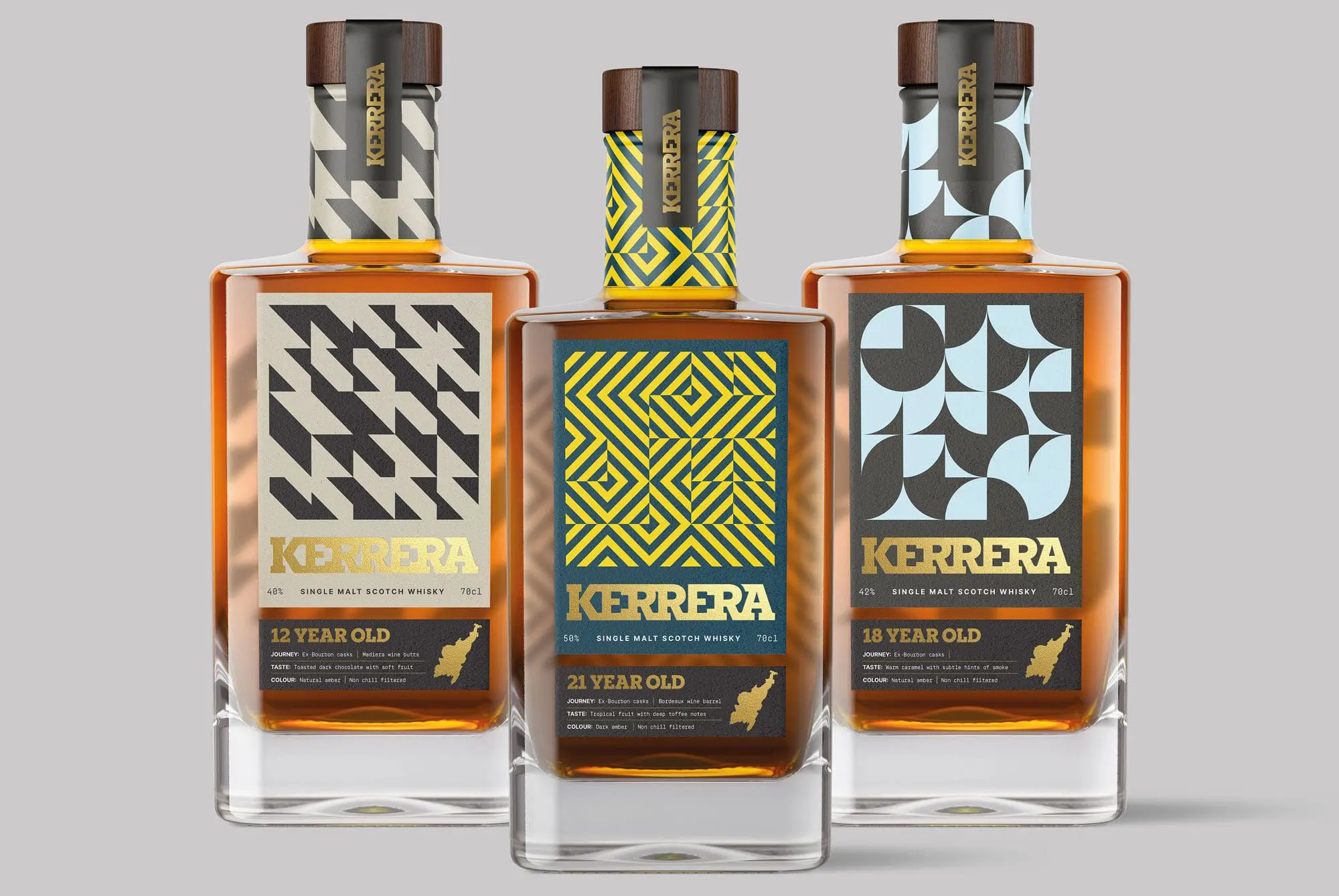 Kerrera Single Malt Scotch Whisky bottle labels Kerrera Single Malt Scotch Whisky bottle labels