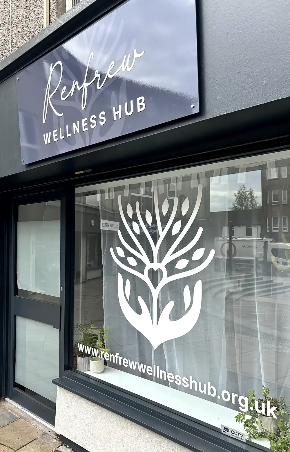 Renfrew Wellness Hub signage and window graphics